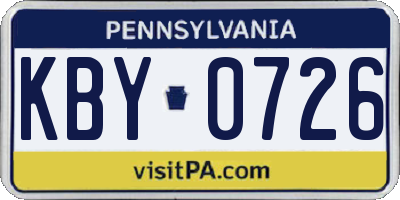 PA license plate KBY0726