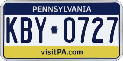 PA license plate KBY0727