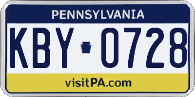PA license plate KBY0728