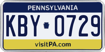 PA license plate KBY0729