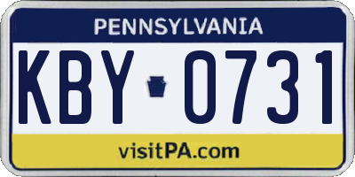 PA license plate KBY0731