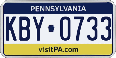 PA license plate KBY0733