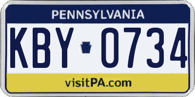 PA license plate KBY0734