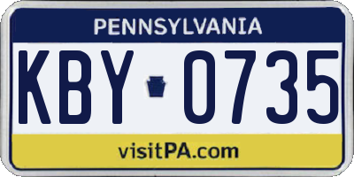 PA license plate KBY0735