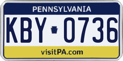 PA license plate KBY0736