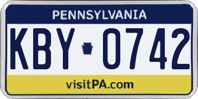 PA license plate KBY0742