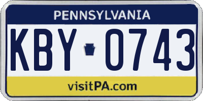 PA license plate KBY0743