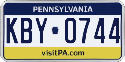 PA license plate KBY0744