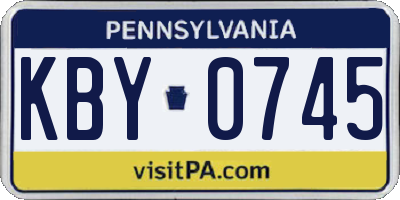 PA license plate KBY0745