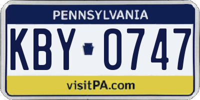 PA license plate KBY0747