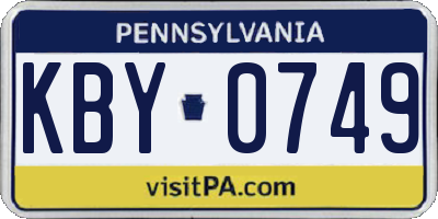 PA license plate KBY0749
