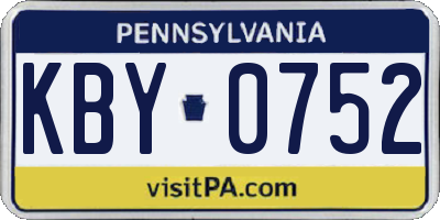 PA license plate KBY0752