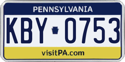PA license plate KBY0753