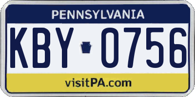 PA license plate KBY0756