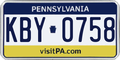 PA license plate KBY0758