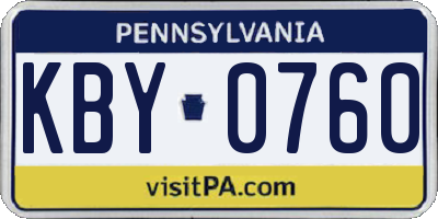 PA license plate KBY0760