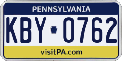 PA license plate KBY0762