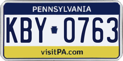 PA license plate KBY0763