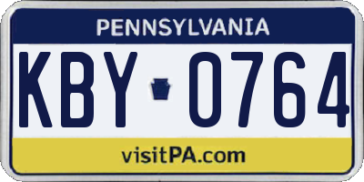 PA license plate KBY0764