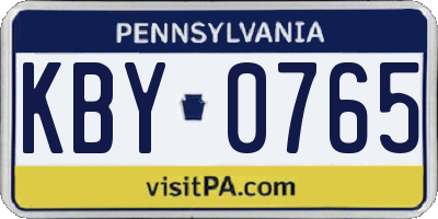 PA license plate KBY0765