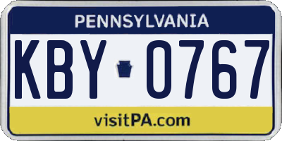 PA license plate KBY0767