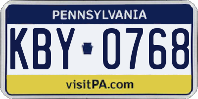 PA license plate KBY0768