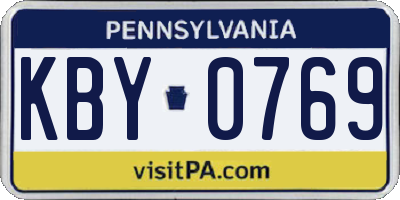 PA license plate KBY0769