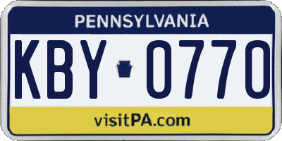 PA license plate KBY0770