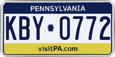 PA license plate KBY0772