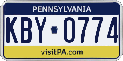 PA license plate KBY0774