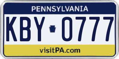 PA license plate KBY0777