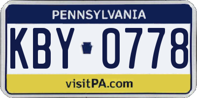 PA license plate KBY0778