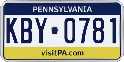 PA license plate KBY0781