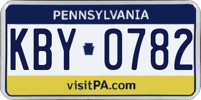 PA license plate KBY0782
