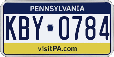 PA license plate KBY0784
