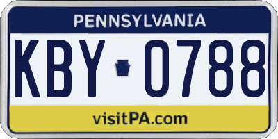 PA license plate KBY0788