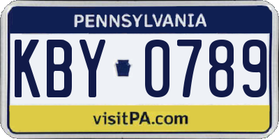 PA license plate KBY0789