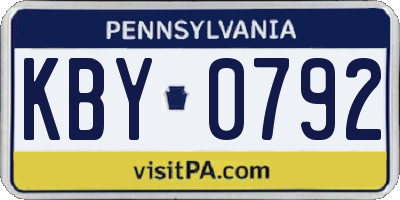 PA license plate KBY0792