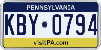 PA license plate KBY0794