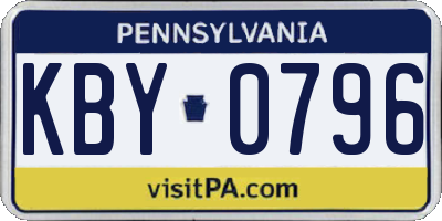 PA license plate KBY0796