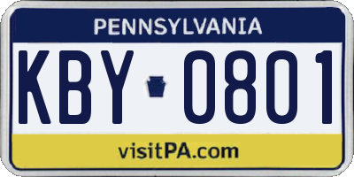 PA license plate KBY0801