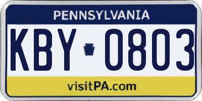 PA license plate KBY0803
