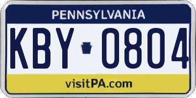 PA license plate KBY0804
