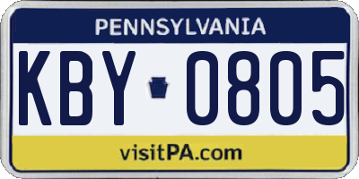 PA license plate KBY0805