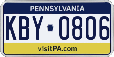 PA license plate KBY0806