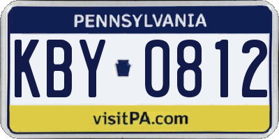 PA license plate KBY0812