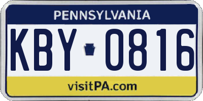 PA license plate KBY0816