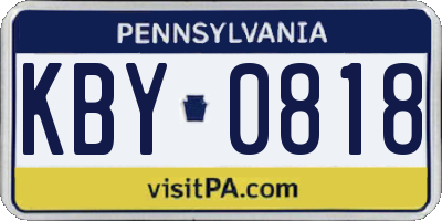 PA license plate KBY0818