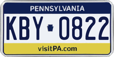 PA license plate KBY0822