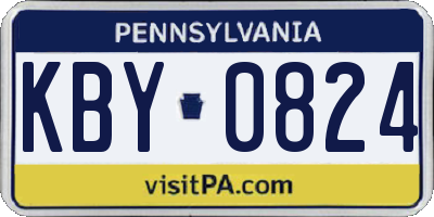 PA license plate KBY0824